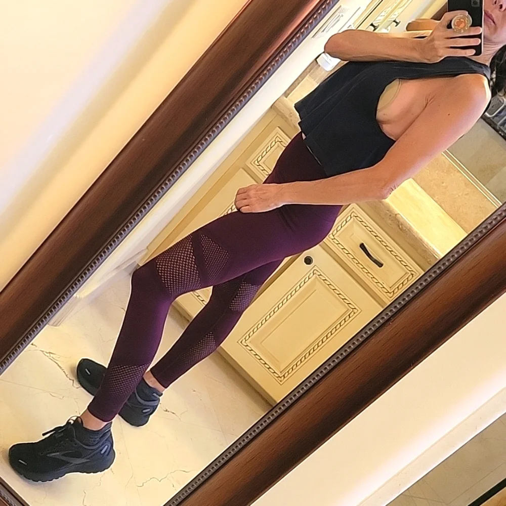 Fabletics Purple Lasercut Sport Tights, S - Picture 3 of 16